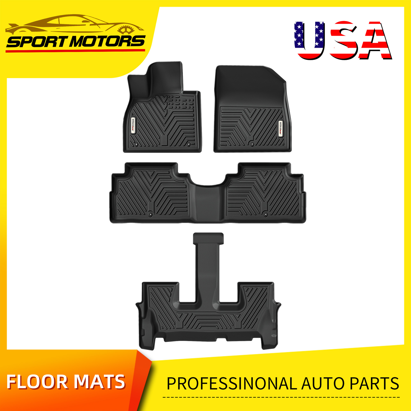 2020-2024 Hyundai Palisade 3-Row All-Weather TPE Floor Mats Set