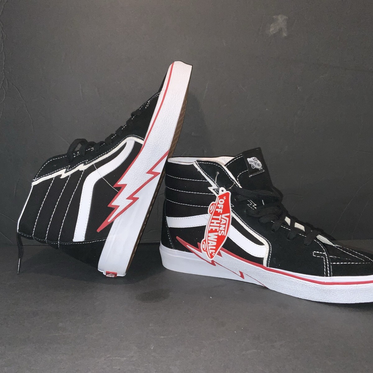Size 11 - VANS Sk8-Hi Bolt Skate Shoes Black Red Suede 
