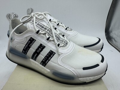 ADIDAS MEN'S NMD_V3 SHOE LACE UP SNEAKER STRIPE LIFE WHITE BLACK SIZE 9.5