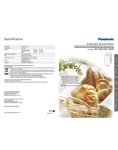 panasonic 2501 bread maker recipes