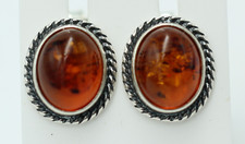 Eleganti Orecchini In Ambra Marrone 925 Argento Gioielli Ambra Lettonia