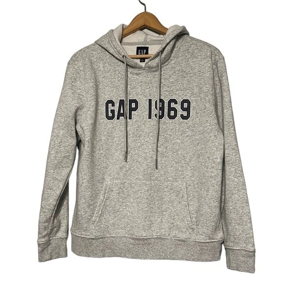 Gap Hoodie Woman s Size Medium Gray Varsity Inspired 1969 Hooded Sweatshirt