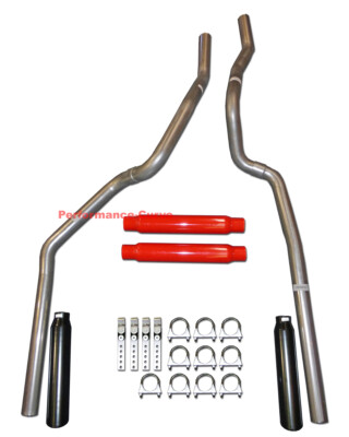 96-99 Chevrolet GMC Truck 5.7L Mandrel Dual Exhaust w/ Cherry Bomb Glasspacks