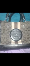 Coach C8417 Dempsey Tote 22 In Signature Jacquard With Stripe And Coach Patch