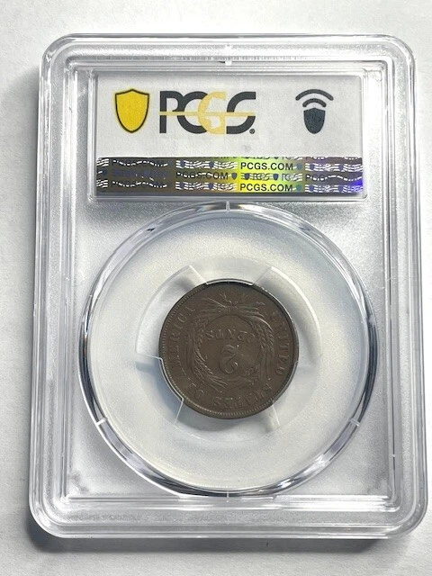 1864 2 Cent Coin "Large Motto"  PCGS VF30 Very Fine US Coin - Collectible - Image 2 of 3