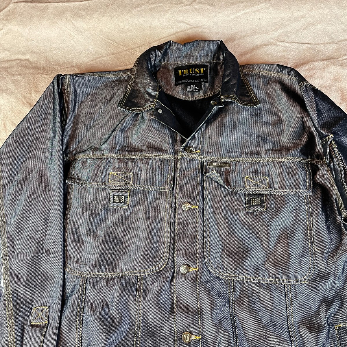 ジャケット・アウター archive fur grunge denim jacket y2k Vintage Y2K Jean Jacket Mens Extra Large XL Gray Denim Hip