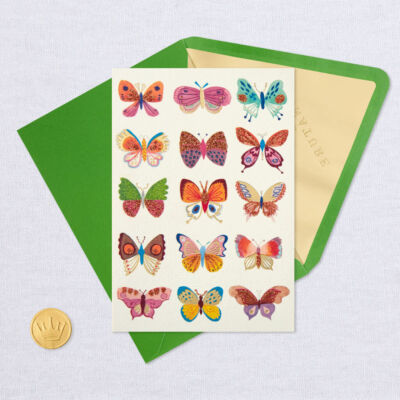 Hallmark Blank Signature Card ~ Glittery Multiple Butterflies ...