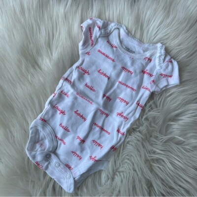 Carter s Just One You White and Pink Happy Awesome Short Sleeve One Piece