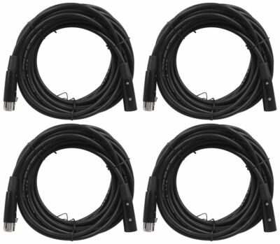4 Rockville RDX5M25 25' 5-Pin Male-Female DMX Lighting Cables 100% Copper
