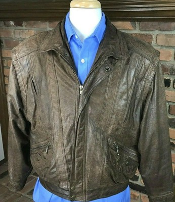 FABIANI Soft Leather Flight Bomber Jacket Vintage 6-Pocket ~ Men's 42 / Brown | eBay