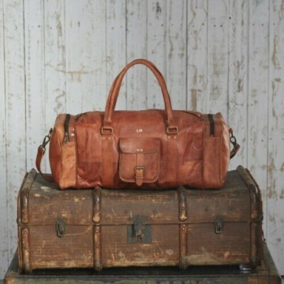 Herren Fitness Ziegenleder Reisegepäck Original Vintage Seesack
