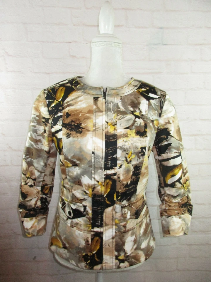 Coldwater Creek women's size 10 Beige Taupe and Mustard Light Jacket - Image 2 of 4