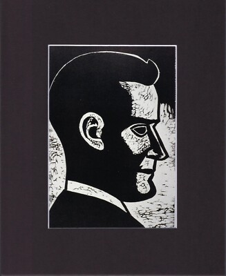 8X10'' Matted Art Print-Maker Sidney Chafetz: F Scott Fitzgerald, 1968 Woodcut