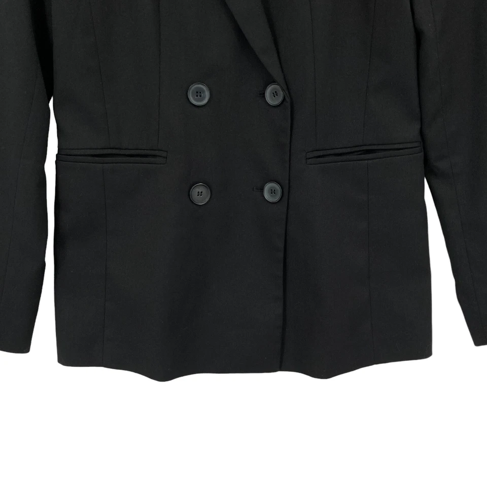 Chaqueta Blazer Halógena Mujer XS Negra Manga Larga Cuello Muesca Doble Pecho Foto 4 de 4