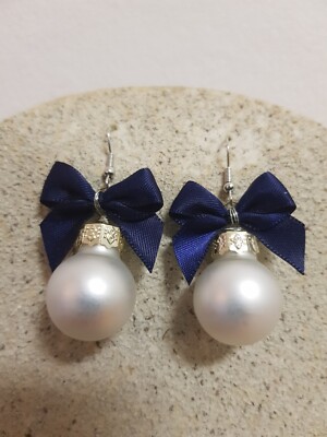 Christbaumkugel Weihnachtsohrringe Silber & Blau Adventskalenderfüllung Trendy