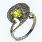 Not Enhanced Natural Peridot Garnet 925 Sterling 925 Silver Ring/ RVS85