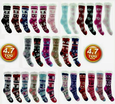 3 Paar warme 4,7 Tog Thermo Socken Damen Bett Extra Fleece Lounge Wärme