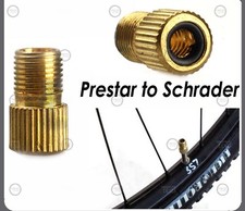 Lot Of 2 New Brass Presta Valve Adapter to Schrader Bike MTB / Road Valve Stem