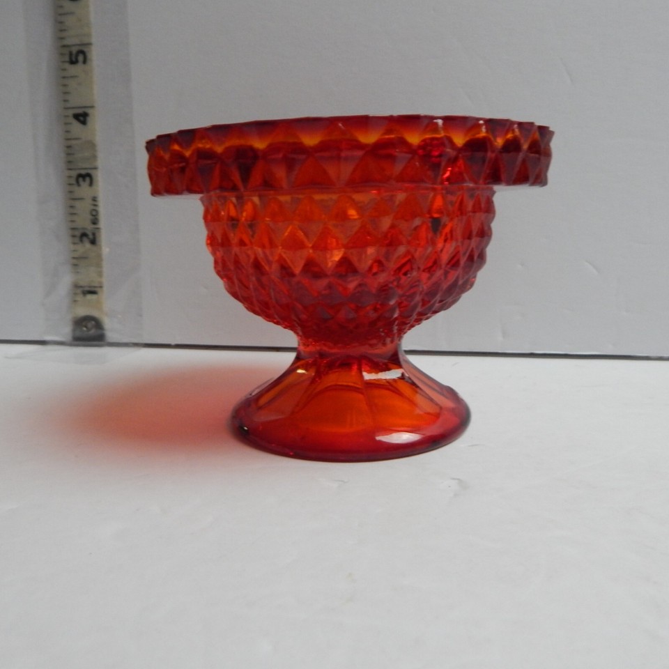 Vintage Viking Glass Amberina Red Diamond Point Fairy Lamp Base eBay