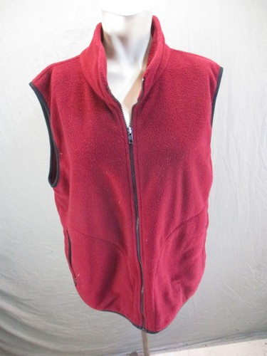Helly Hansen Size L Womens Red Full Zip Stand Collar Pockets Fleece Vest 1RE3