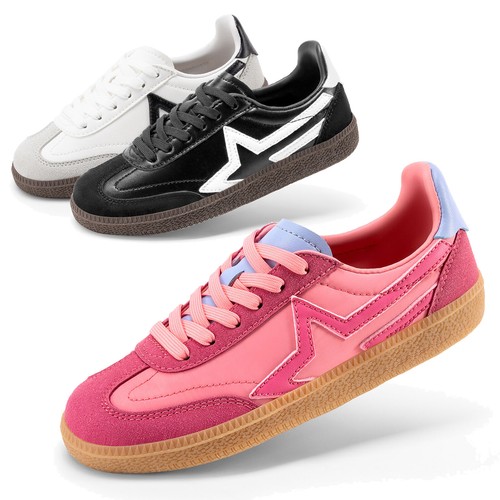 Kids Boys Girls Retro Chic Sneakers Casual Shoes Lace up School Walking Shoes