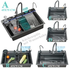 Flying Rain Stainless Steel Waterfall Kitchen Sink with Faucet Single Bowl Sink