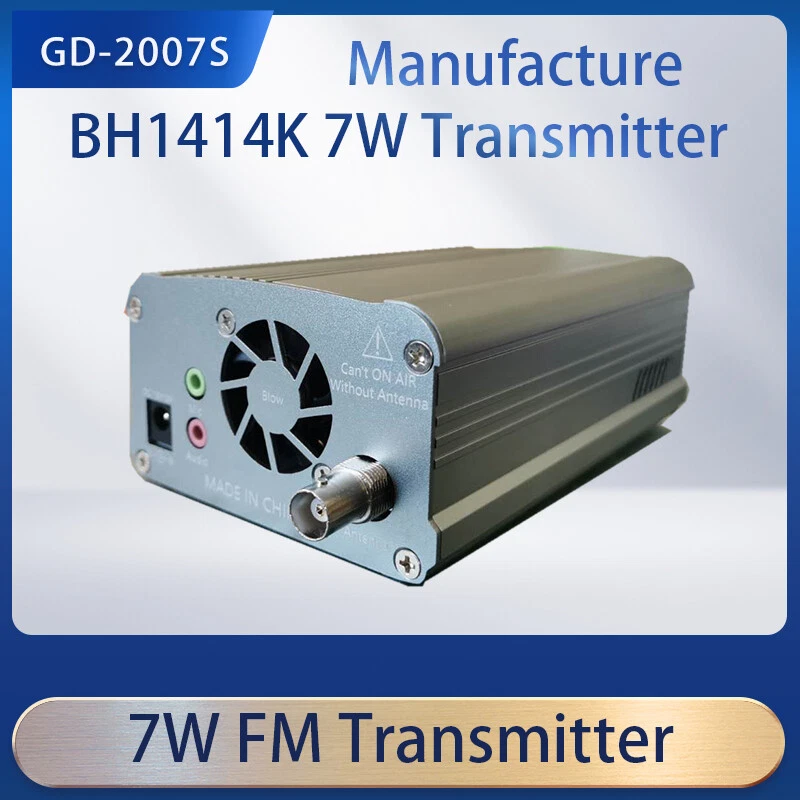 GD-2007S 7W FM Transmitter Stereo PLL Broadcast Transmitter+Antenne+Adapte TNC - Image 3 of 4