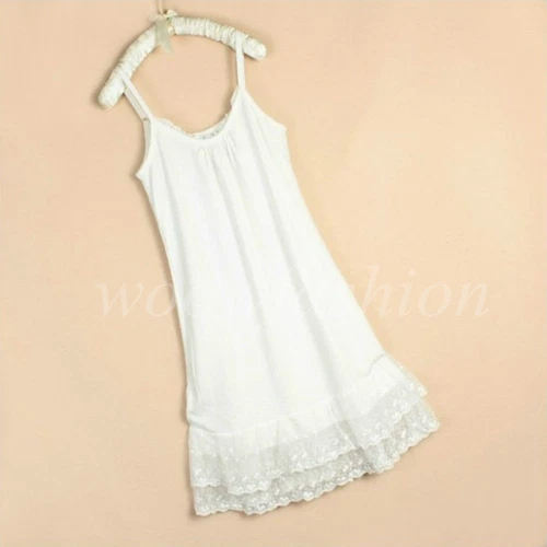 Women Cotton Lace Trimmed Full Length Camisole Slip Dress Extender 2XL - Picture 15 of 19
