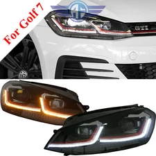 2pcs For 13-18 Volkswagen VW Golf 7 Front LED Headlight w/ Sequence Indicator