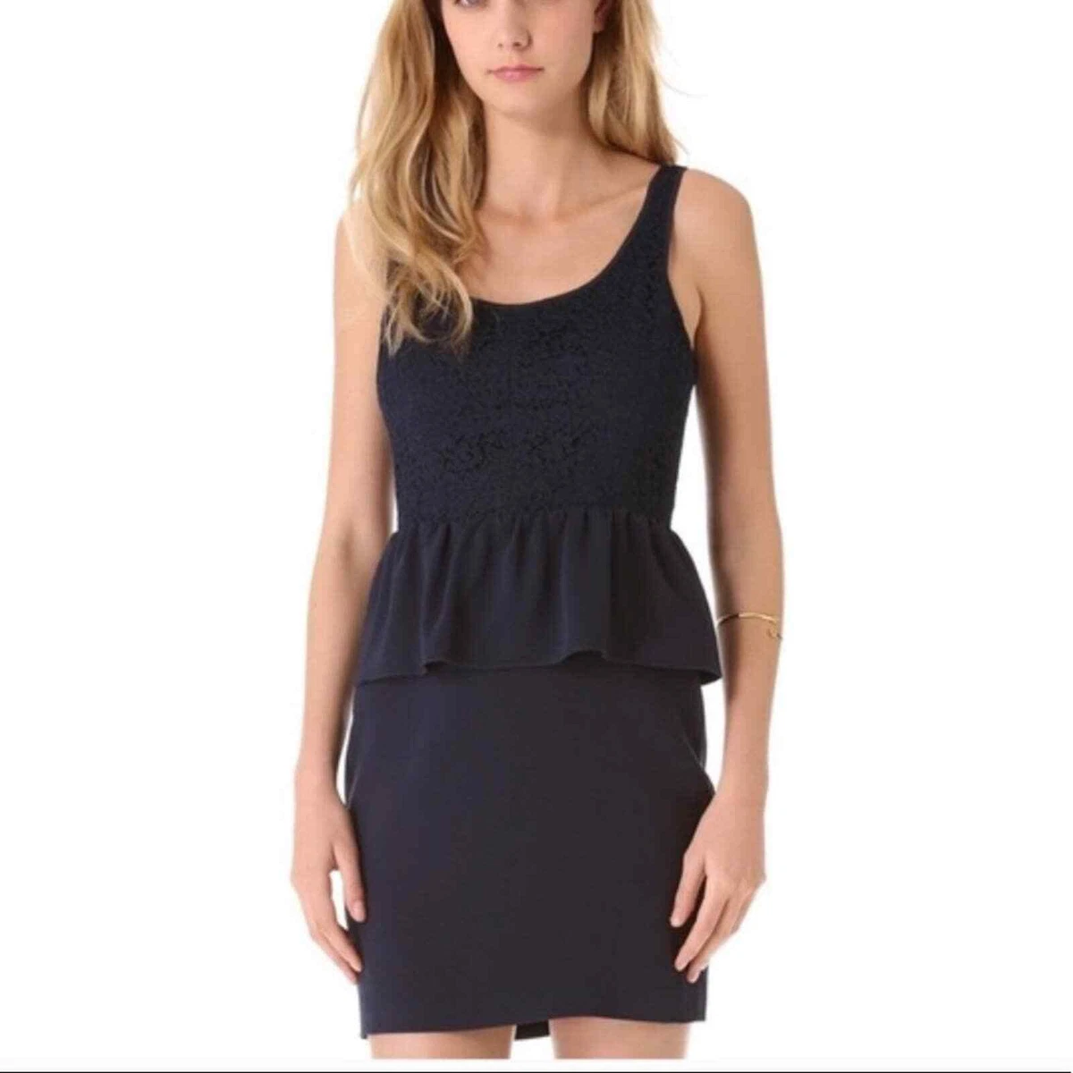 Club Monaco Sally Lace Peplum Dress Navy 6 eBay
