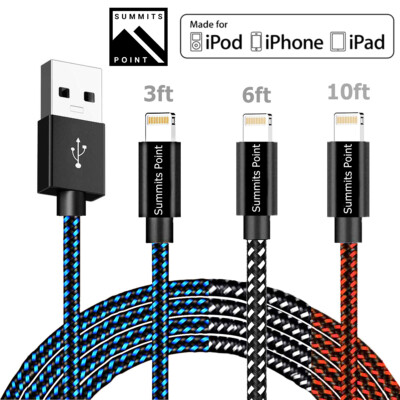 #ad #ad 3 PACK Nylon Braided USB Data Cable Charger Cord for iPhone 13 12 11 X 8 7 6 $9.85