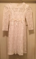 Vintage Child's White Lace Dress  Slip Pageant Christening Holiday Wedding 4-5
