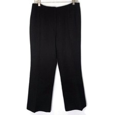 Anne Klein Black 100 Wool Textured Wide Leg Dress Pants Size 10