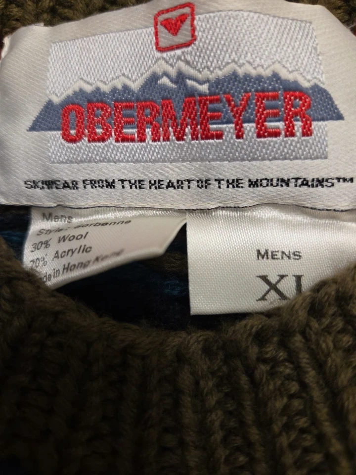 Mens XL Ski Snowboard Obermeyer Knit Arpres Sweater Wool Blend Hiking Outdoor - Image 3 of 4
