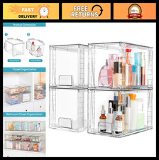 4 Pack Large Stackable Clear Storage Drawers - Organize  Maximize Space