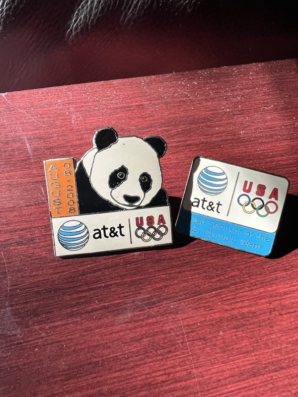 AT&T USA Olympic Team Sponsor Pin Set of 2 - Panda 2008 Beijing