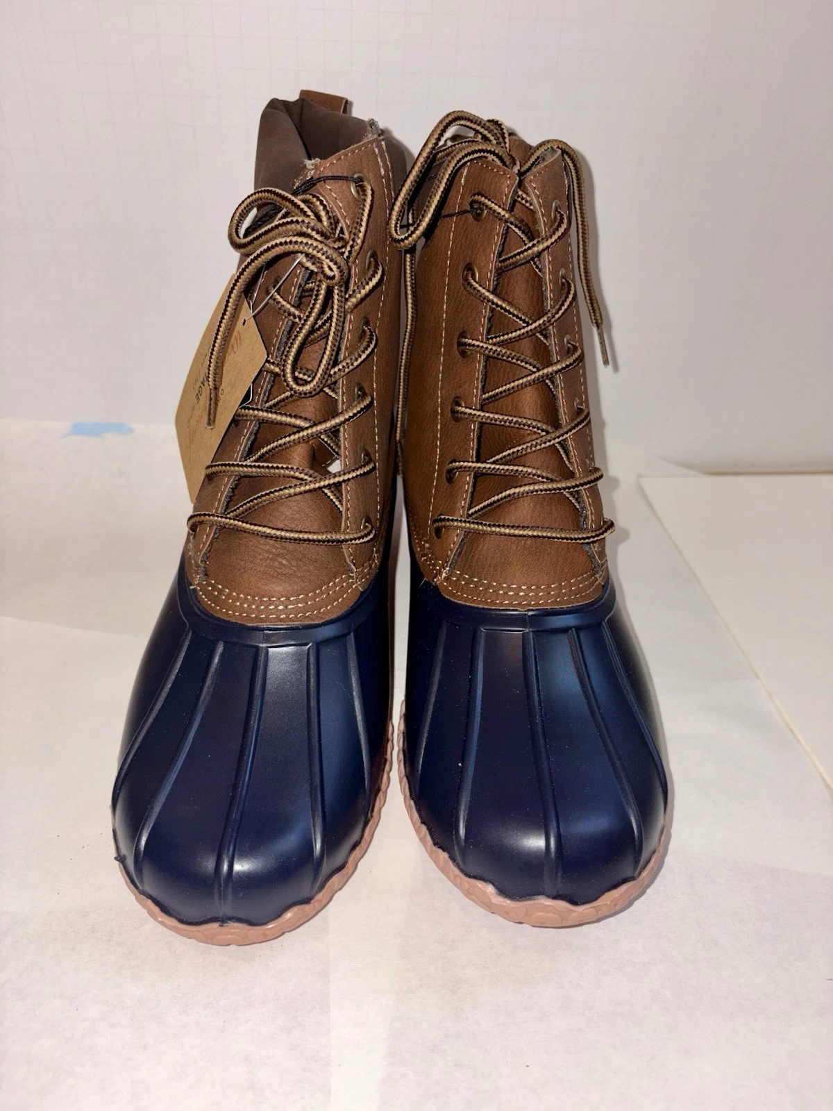 Weatherproof Mens Boots Adam 2 Brown Leather Lace Up Ankle Rubber Size 8 NIB
