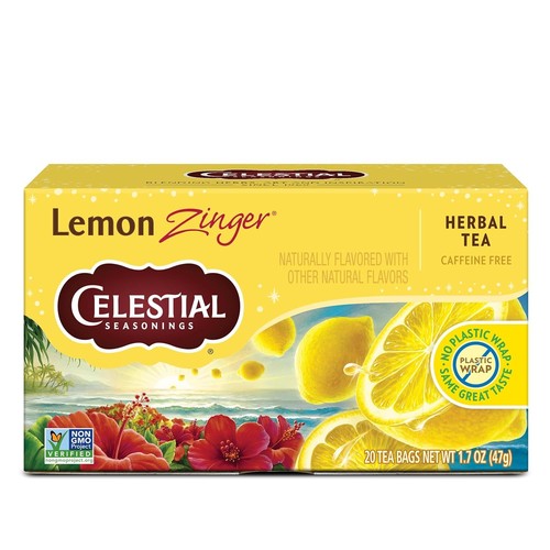 Celestial Seasonings 100% Natural Lemon Zinger Herbal Tea 20 ct - Picture 1 of 3