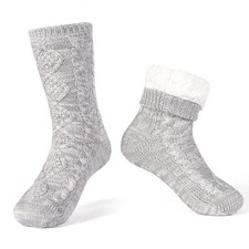 Men's Warm Cozy Slipper Socks With Grips Non Slip Winter Fuzzy Fleece Cabin