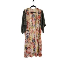 Umgee Kimono Duster S/M Floral Animal Print Long Open Front Boho