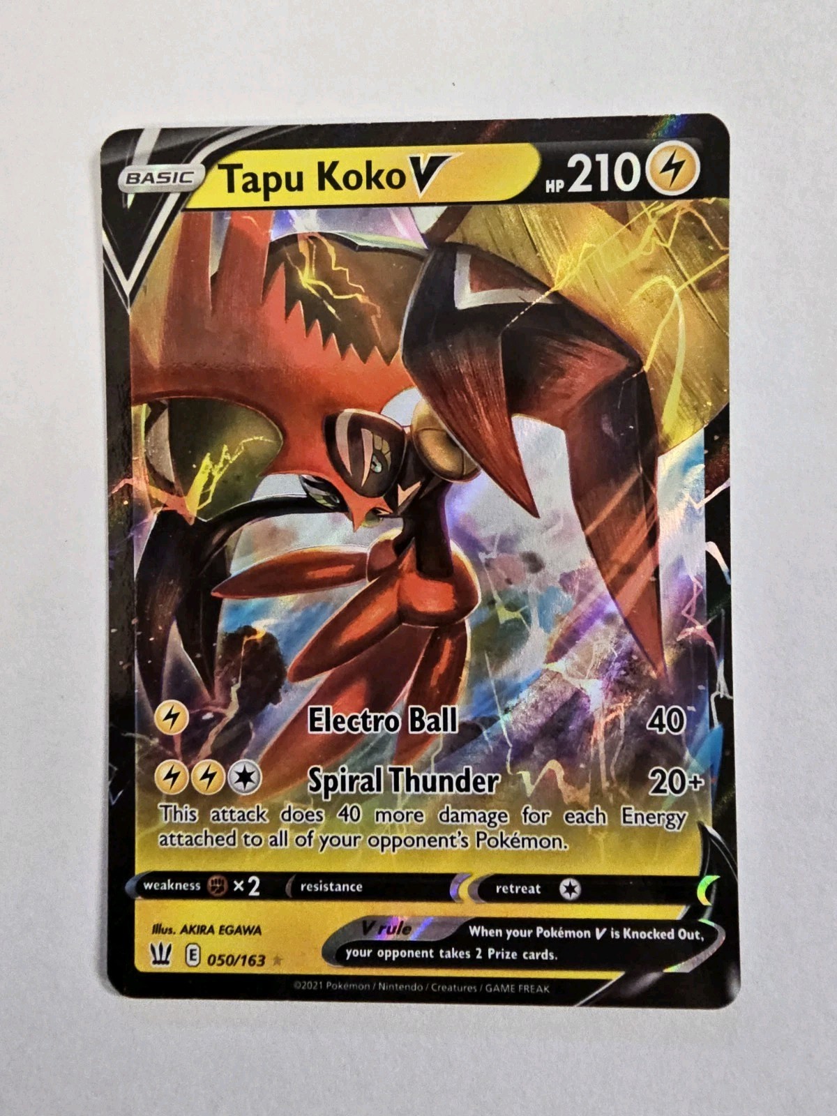 Tapu Koko V Pokemon Card 050/163 Battle Styles Near Mint