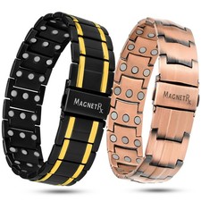 MagnetRX Magnetic Bracelets for Men Premium Fold  over Clasp  Adjustable Length