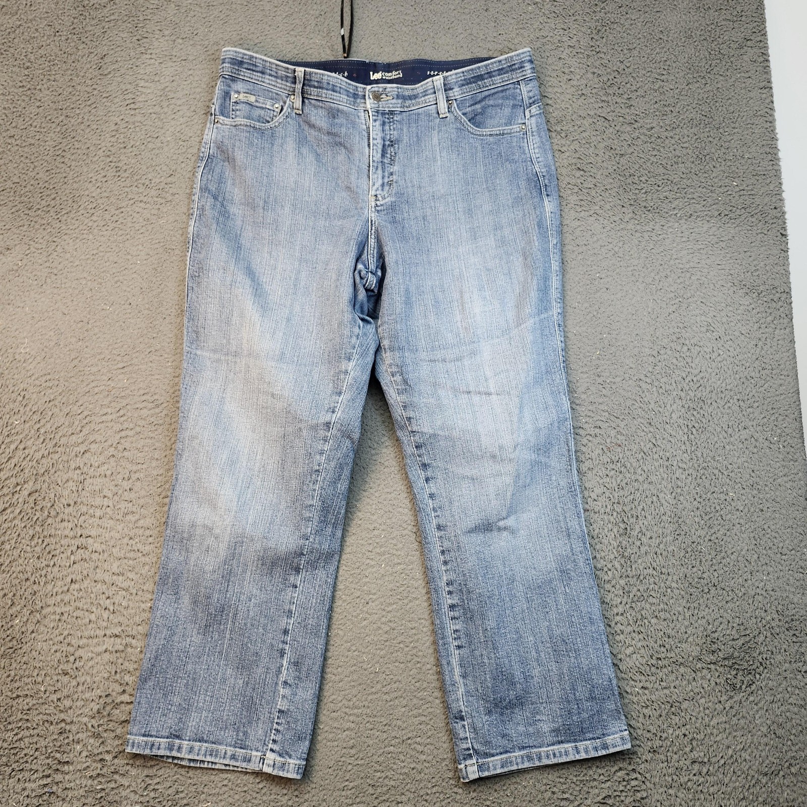 Lee Jeans Womens 10 Light Wash Denim Stretch Comfort Waistband Straight Leg