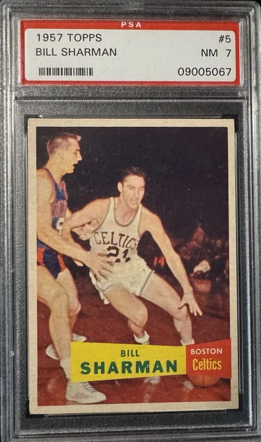 1957 Topps Bask #5 Bill Sharman RC Celtics HOF Rookie PSA 7 NM Clean Centered