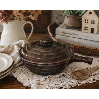 Vintage Mar-Crest Colorado Brown Covered Casserole Dish Daisy Dot Stoneware USA