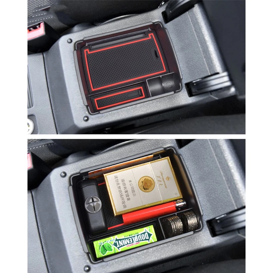 For VW Golf 2013 2014 2015 2016+ Armrest Storage Box Central Console Tray Black - Image 2 of 4