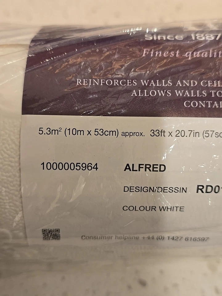 RD0137 Anaglypta Supaglypta Alfred Papel Pintable Blanco Texturizado Foto 4 de 4