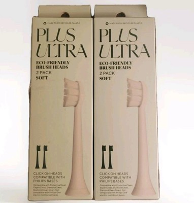 Lot of 2 Plus Ultra Eco Kind Brush Heads 2/box Soft Philips Compatible 4 Total 