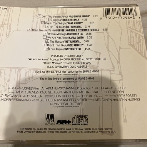 Simple Minds Cassette & CD LOT In The City 1 & 2 & Breakfast Club Soundtrack - Picture 5 of 5