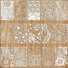12 Pcs Abstract Geometric Texture Stencils for Painting, Mixed Stencils